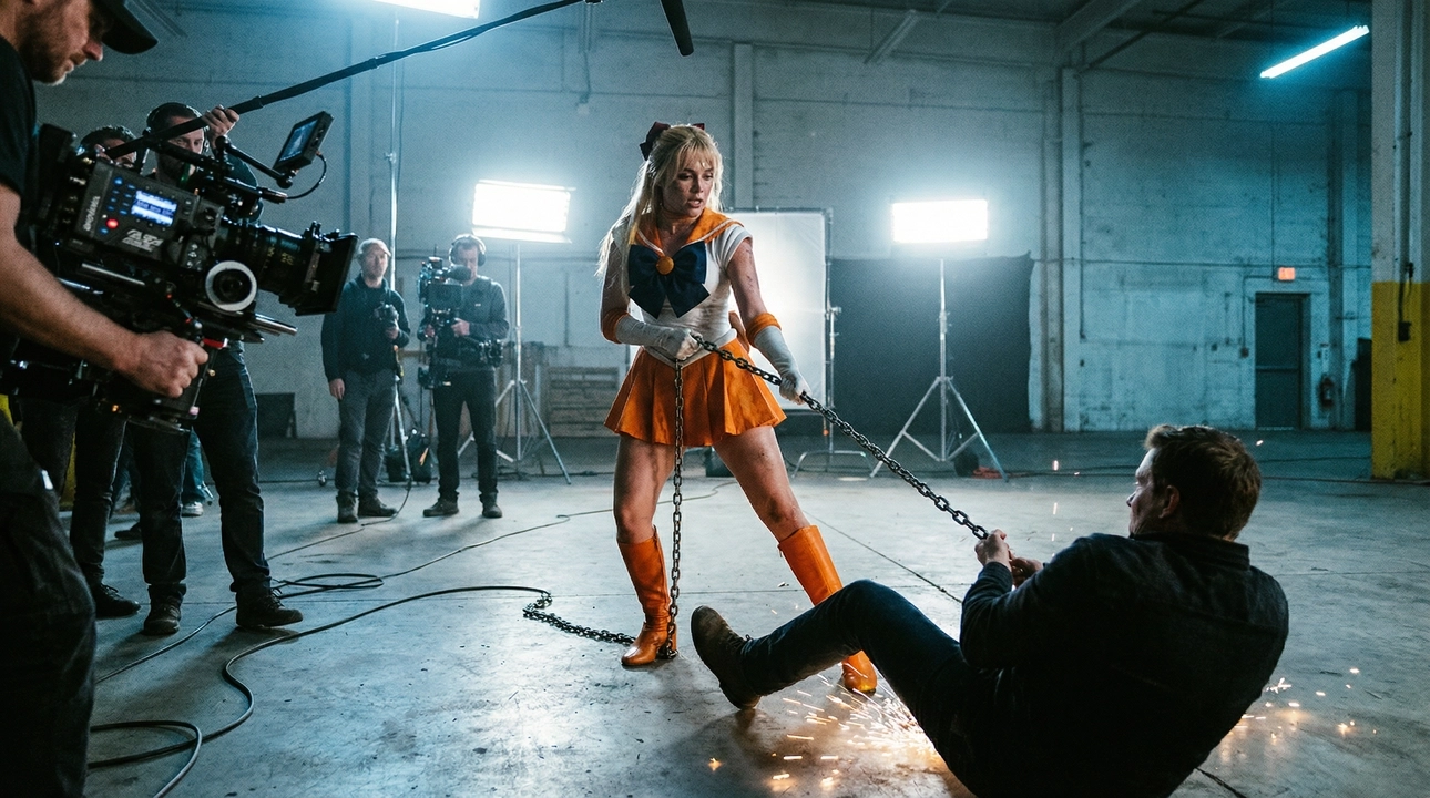 Behind the scenes - Gugu Mbatha-Raw between takes